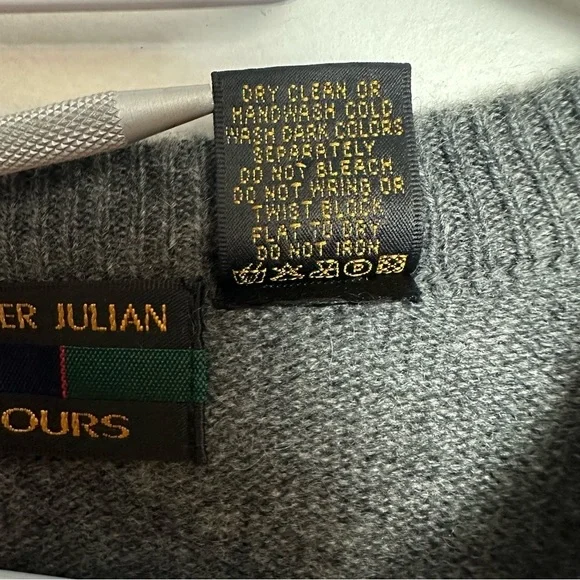 Alexander Julian Colours 100% Cashmere V-neck Sweater Men's Size Large Gray Grey - Picture 7 of 8